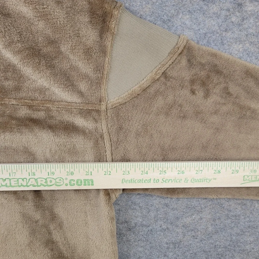 Lush Jacket Womens Medium Beige Fleece Full Zip Collared Pockets‎ Bomber